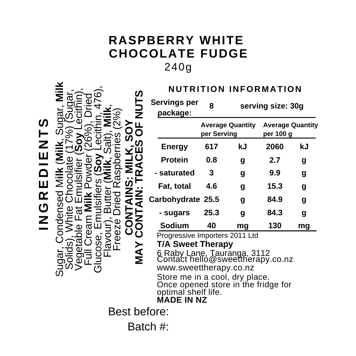 Raspberry and White Chocolate Fudge