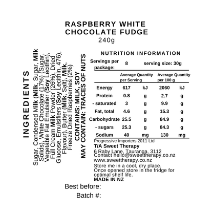 Raspberry and White Chocolate Fudge